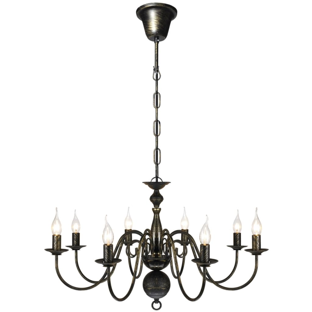 Antique Black Metal Chandelier 8 x E14 Bulbs - Tyrell & Tyrell