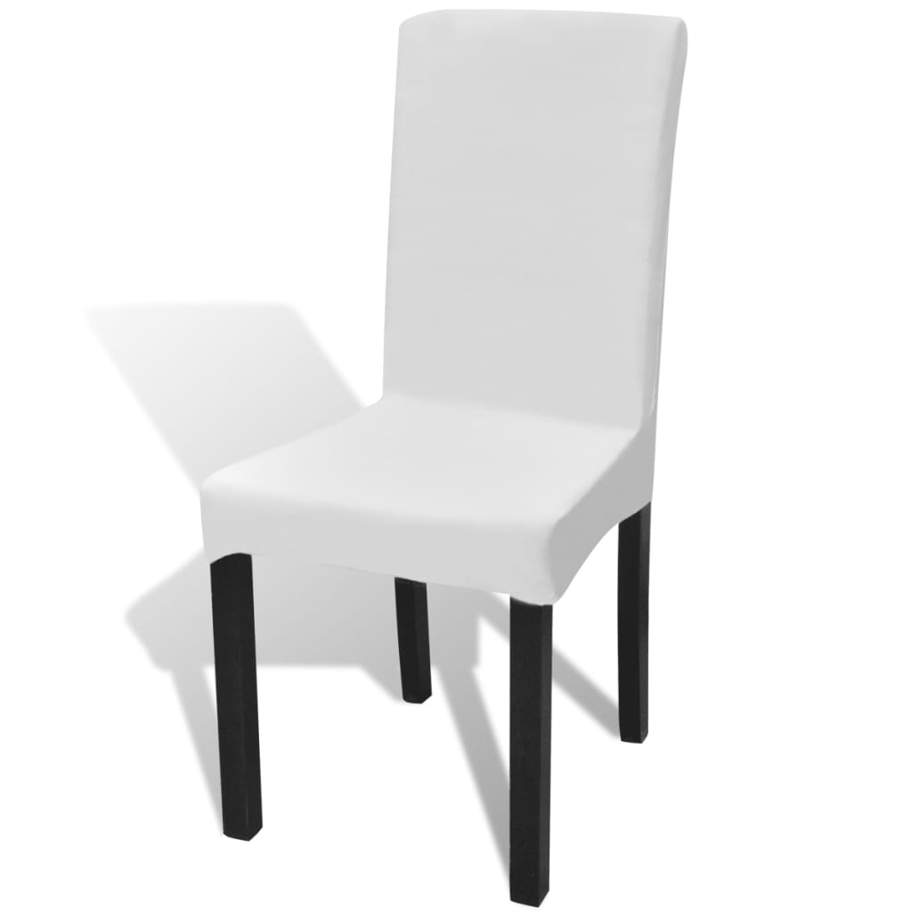 6 pcs White Straight Stretchable Chair Cover - Unbeatable Bargains