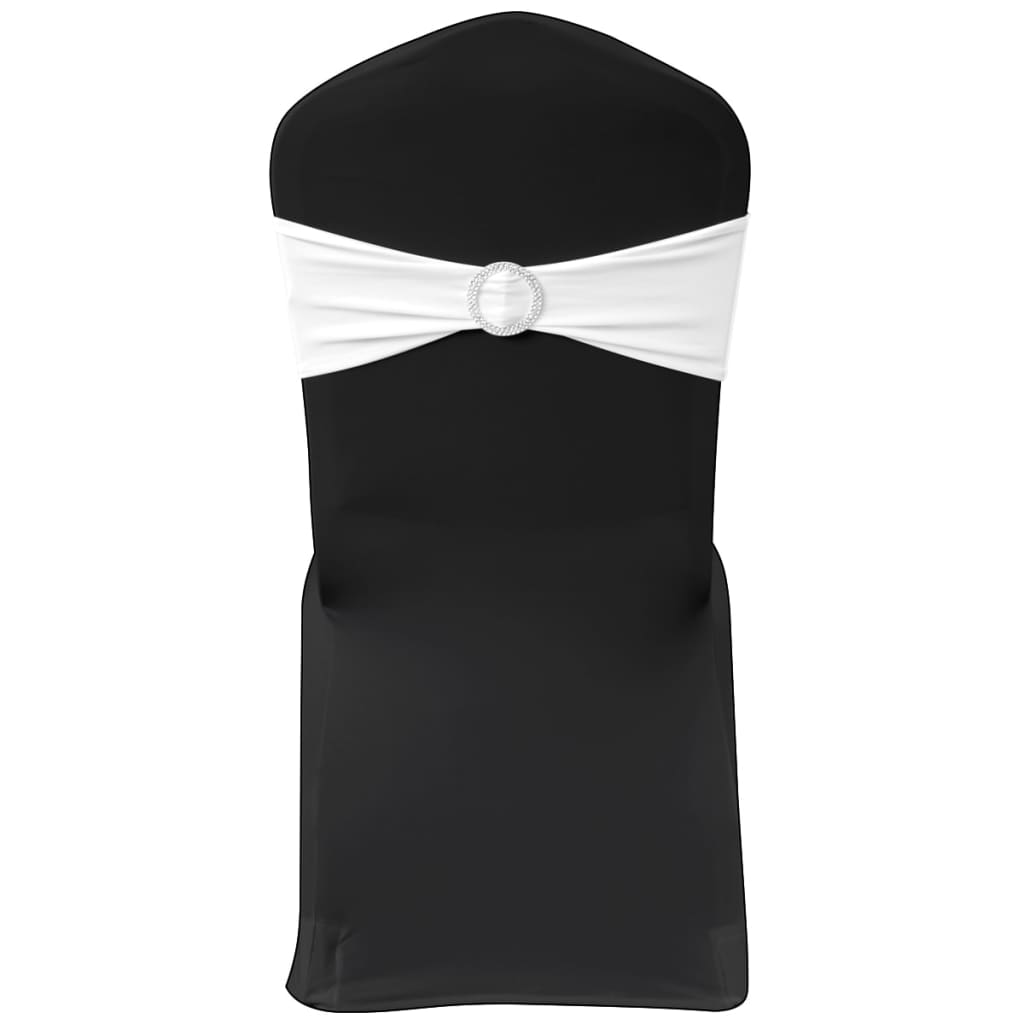 25 pcs White Stretchable Decorative Chair Band with Diamond Buckle - Design Hut