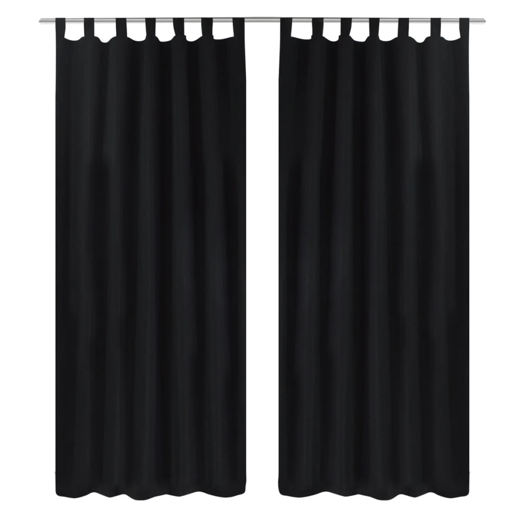 2 pcs Black Micro-Satin Curtains with Loops 140 x 225 cm - Sid & Sam