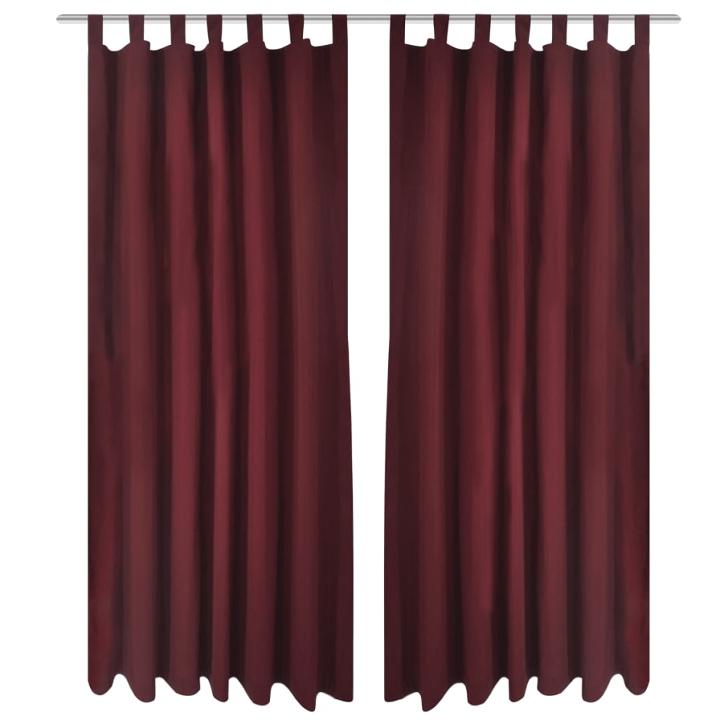 2 pcs Bordeaux Micro-Satin Curtains with Loops 140 x 175 cm - Brittle & Co