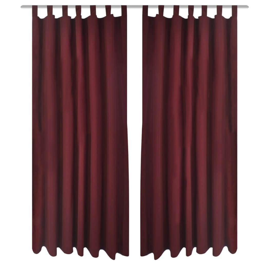 2 pcs Bordeaux Micro-Satin Curtains with Loops 140 x 225 cm - Unbeatable Bargains