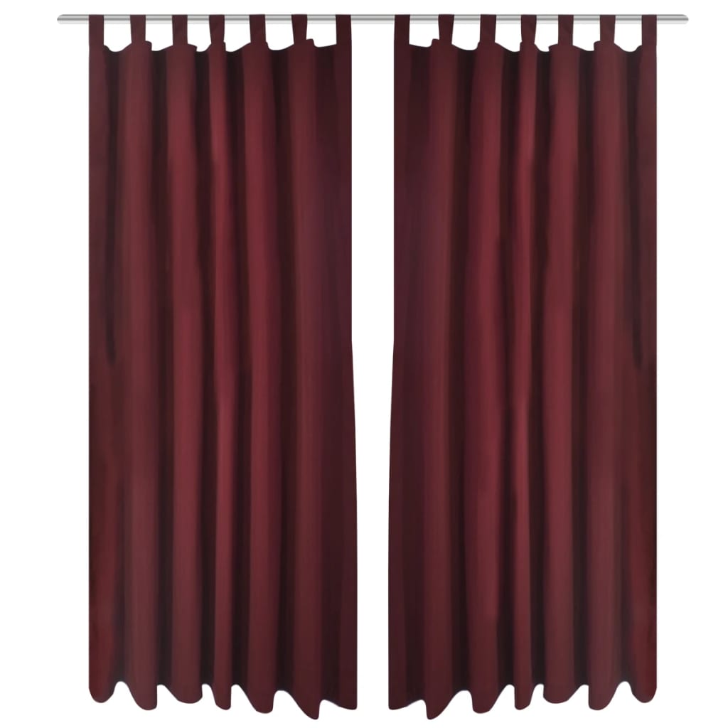 2 pcs Bordeaux Micro-Satin Curtains with Loops 140 x 245 cm - R and M Furniture