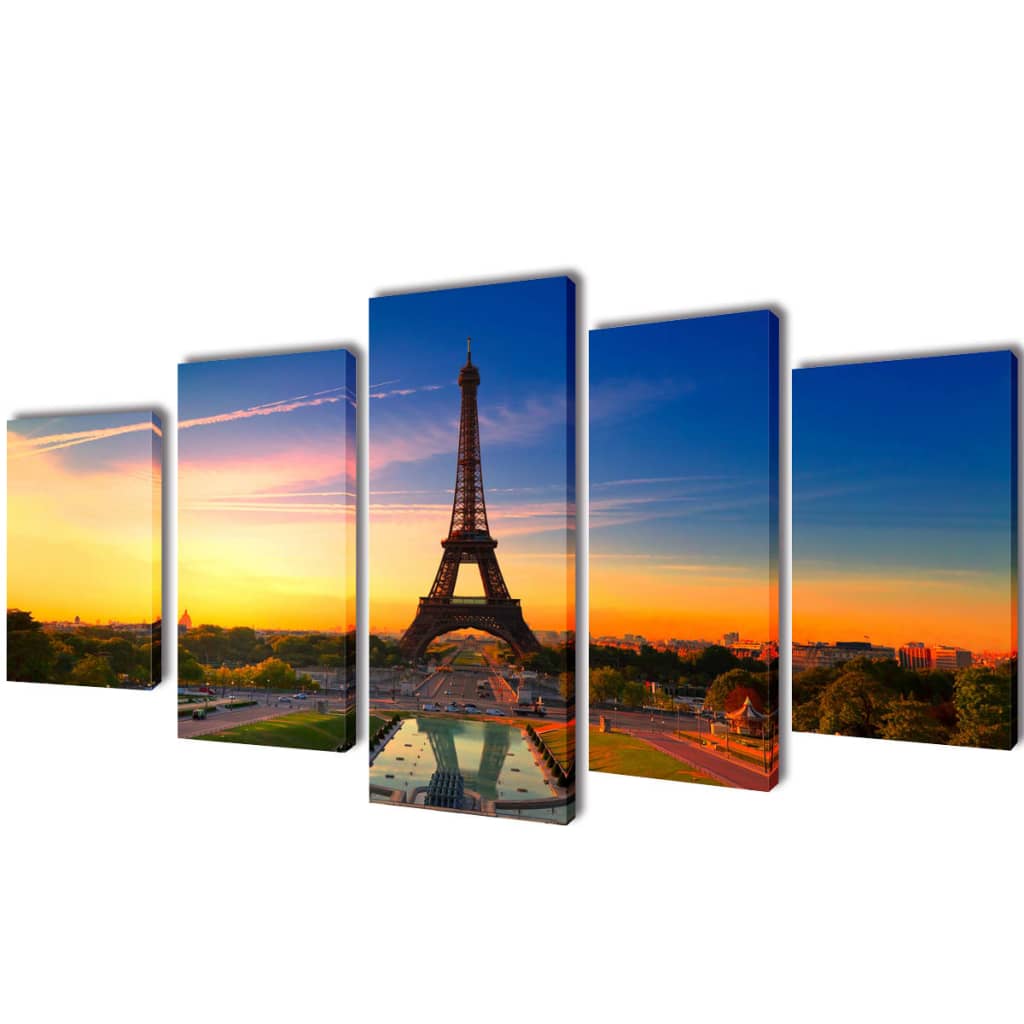 Canvas Wall Print Set Eiffel Tower 200 x 100 cm - Unbeatable Bargains