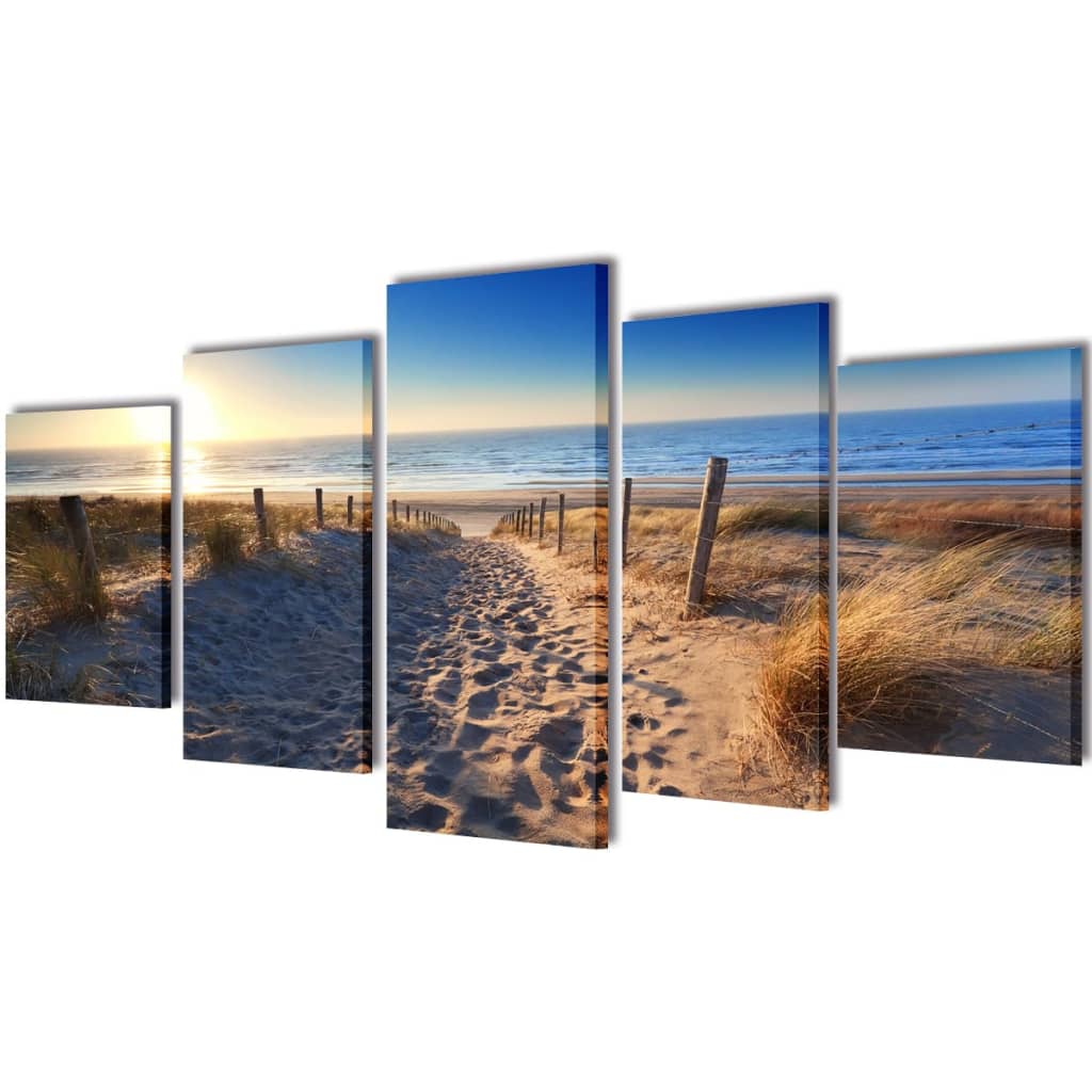 Canvas Wall Print Set Sand Beach 200 x 100 cm - Unbeatable Bargains