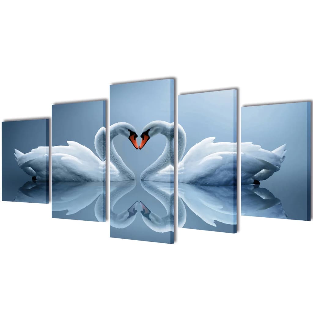 Canvas Wall Print Set Swan 200 x 100 cm - R and M Furniture
