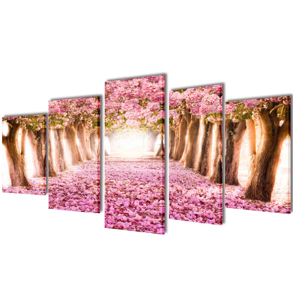 Canvas Wall Print Set Cherry Blossom 200 x 100 cm - Design Hut