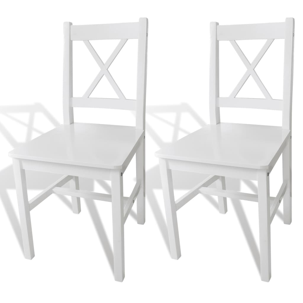 Dining Chairs 2 pcs White Pinewood - Sid & Sam