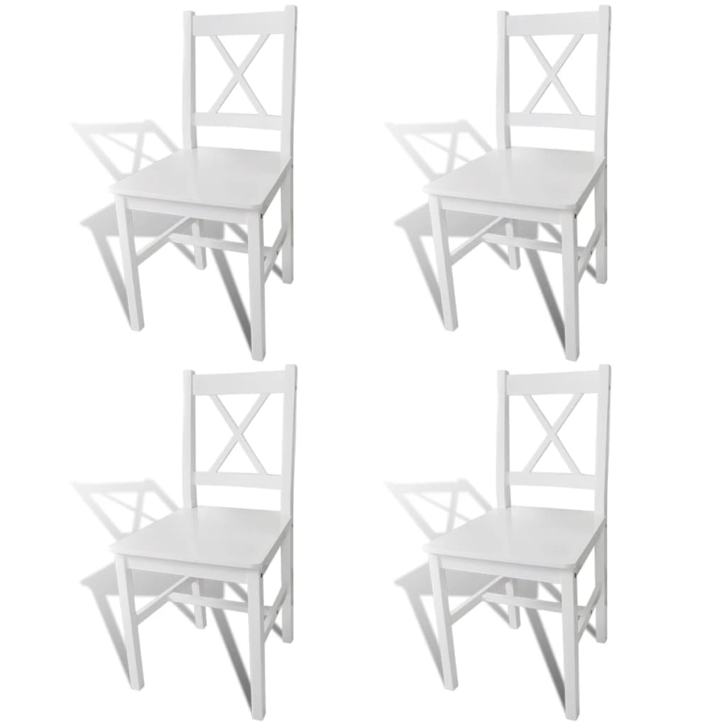 Dining Chairs 4 pcs White Pinewood - Brittle & Co