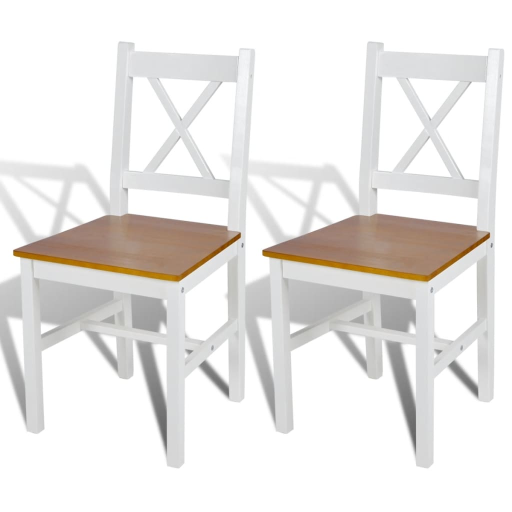 Dining Chairs 2 pcs White Pinewood - Merlin Deals