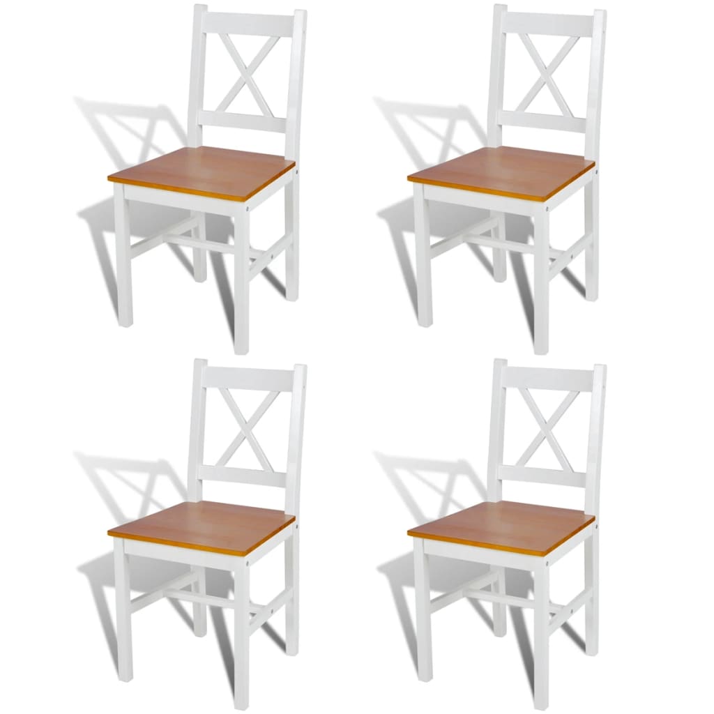 Dining Chairs 4 pcs White Pinewood - Tyrell & Tyrell