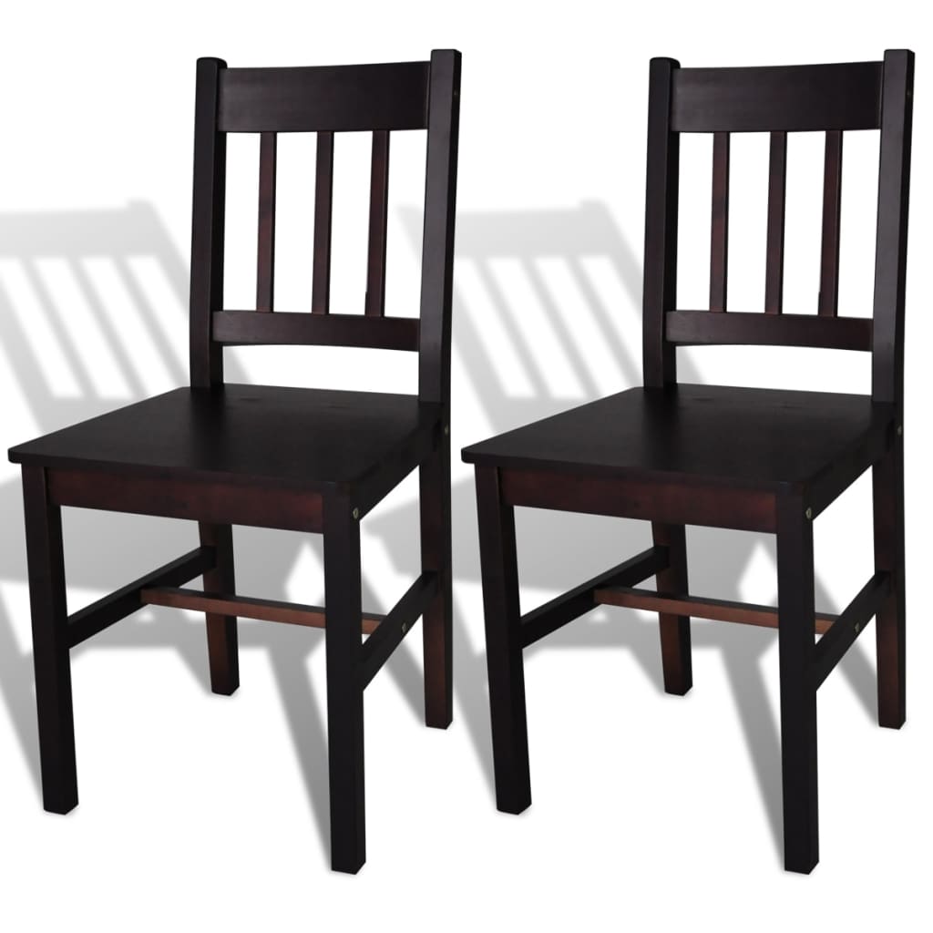 Dining Chairs 2 pcs Dark Brown Pinewood - Discount Dealers