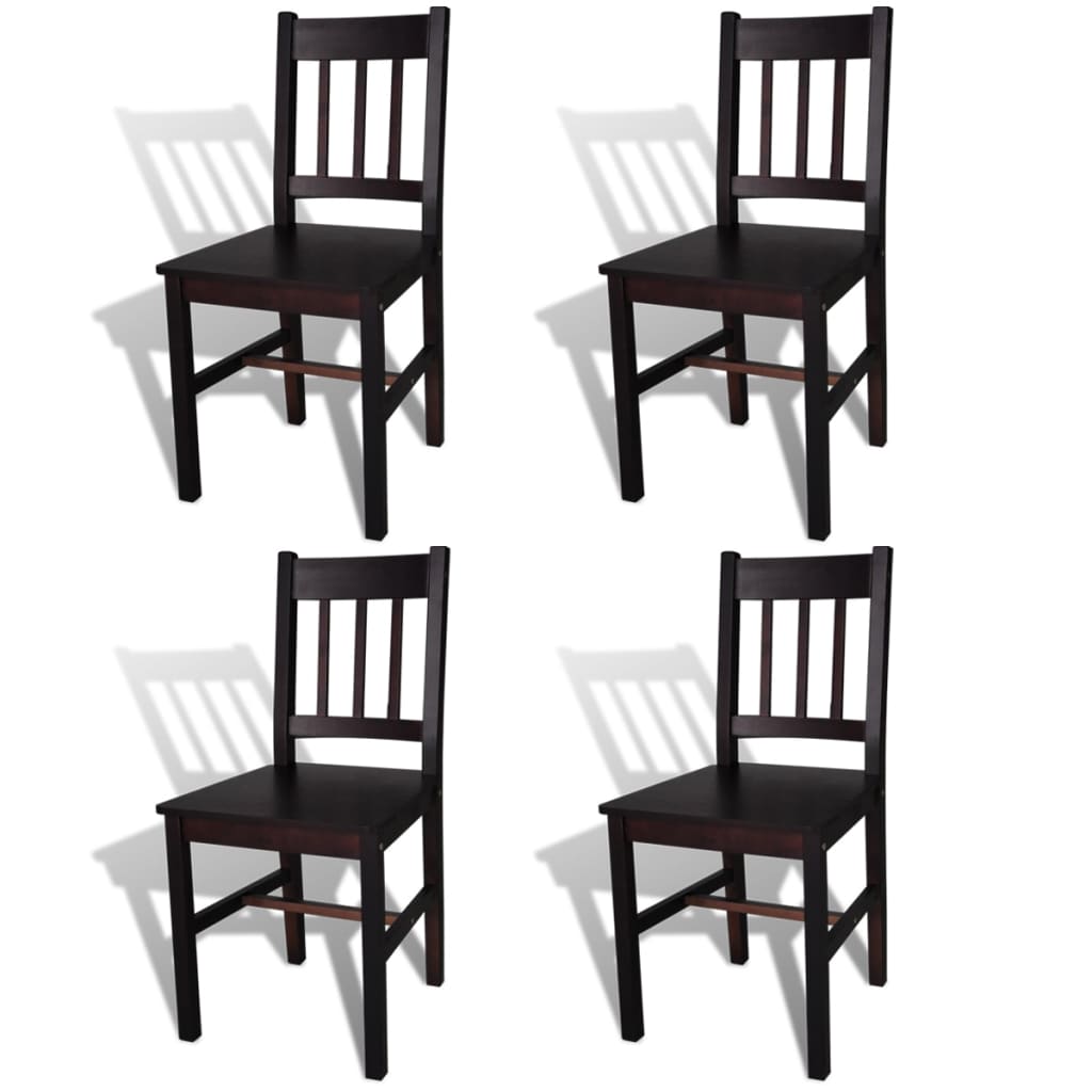 Dining Chairs 4 pcs Dark Brown Pinewood - Direct Imports
