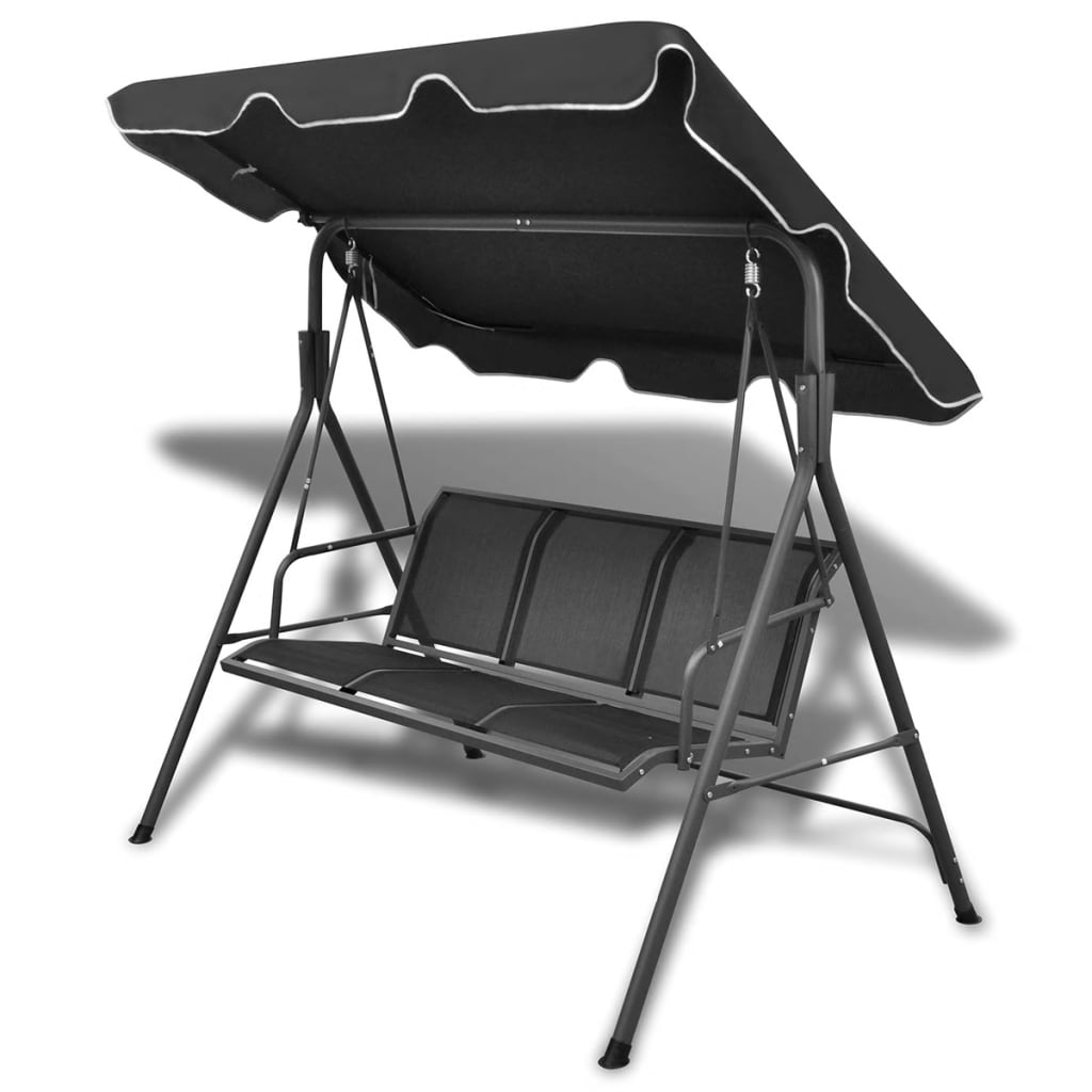 Garden Swing Bench with Canipy Black - Brittle & Co