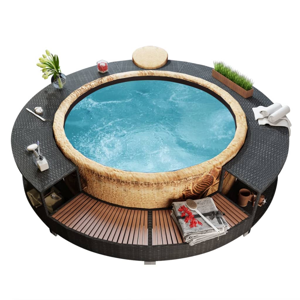 Hot Tub Surround Black Poly Rattan - Brittle & Co