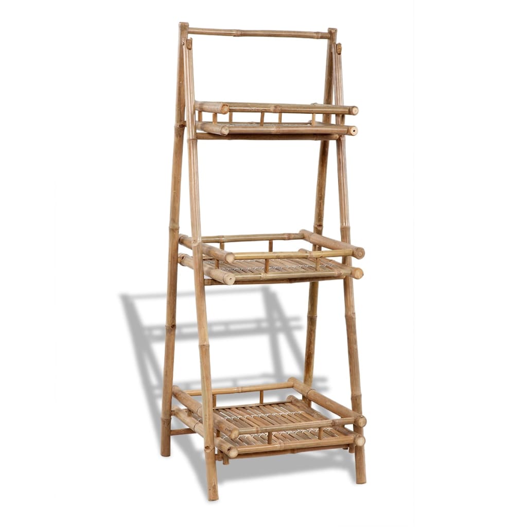 3-Tier Folding Bamboo Plant Rack - Discount Dealers
