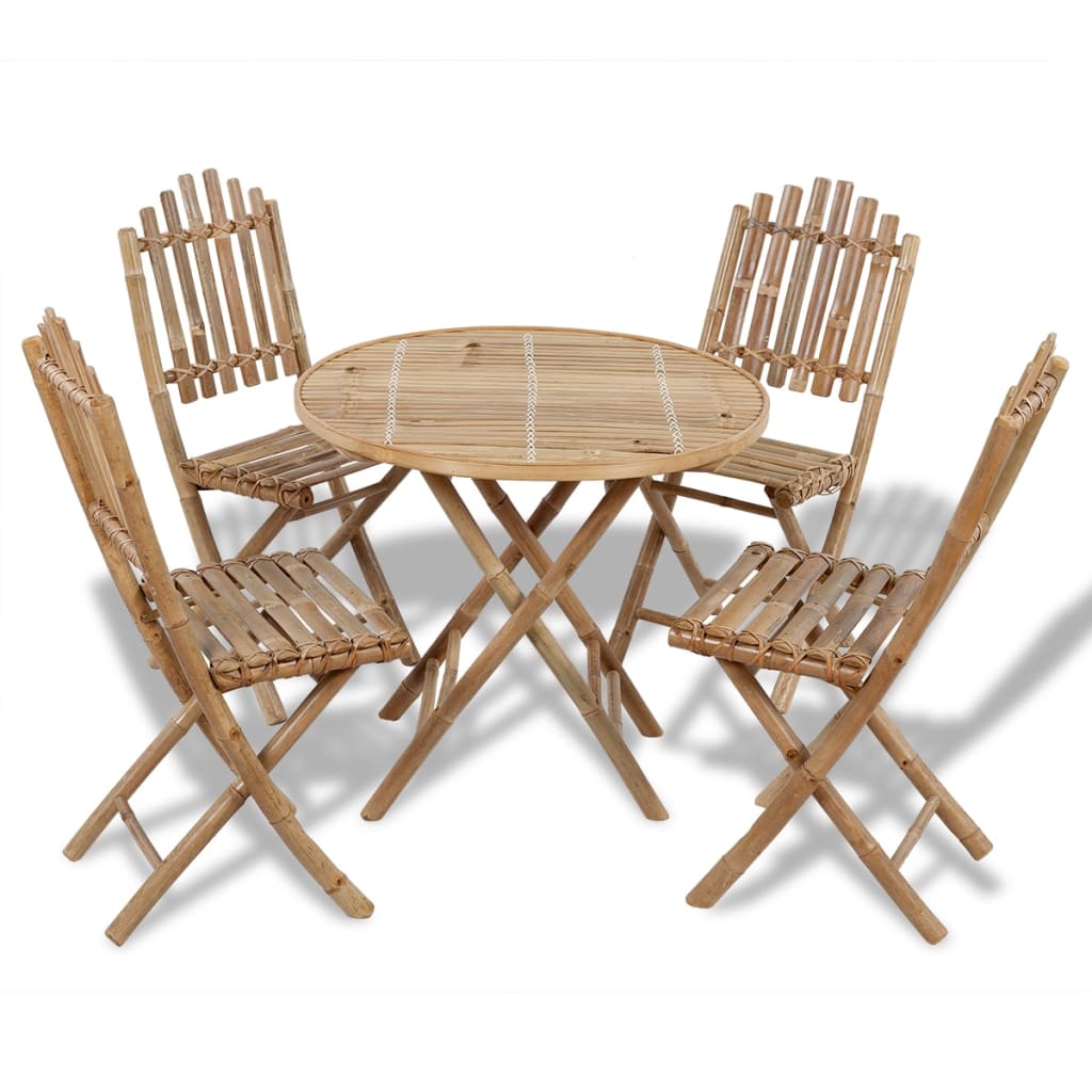 5 Piece Folding Outdoor Dining Set Bamboo - Sid & Sam