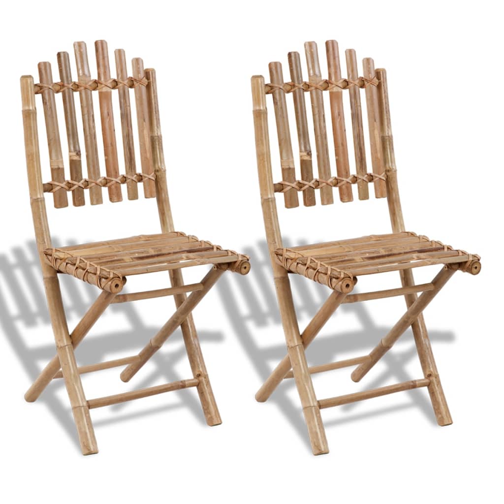 Folding Garden Chairs 2 pcs Bamboo - Design Hut