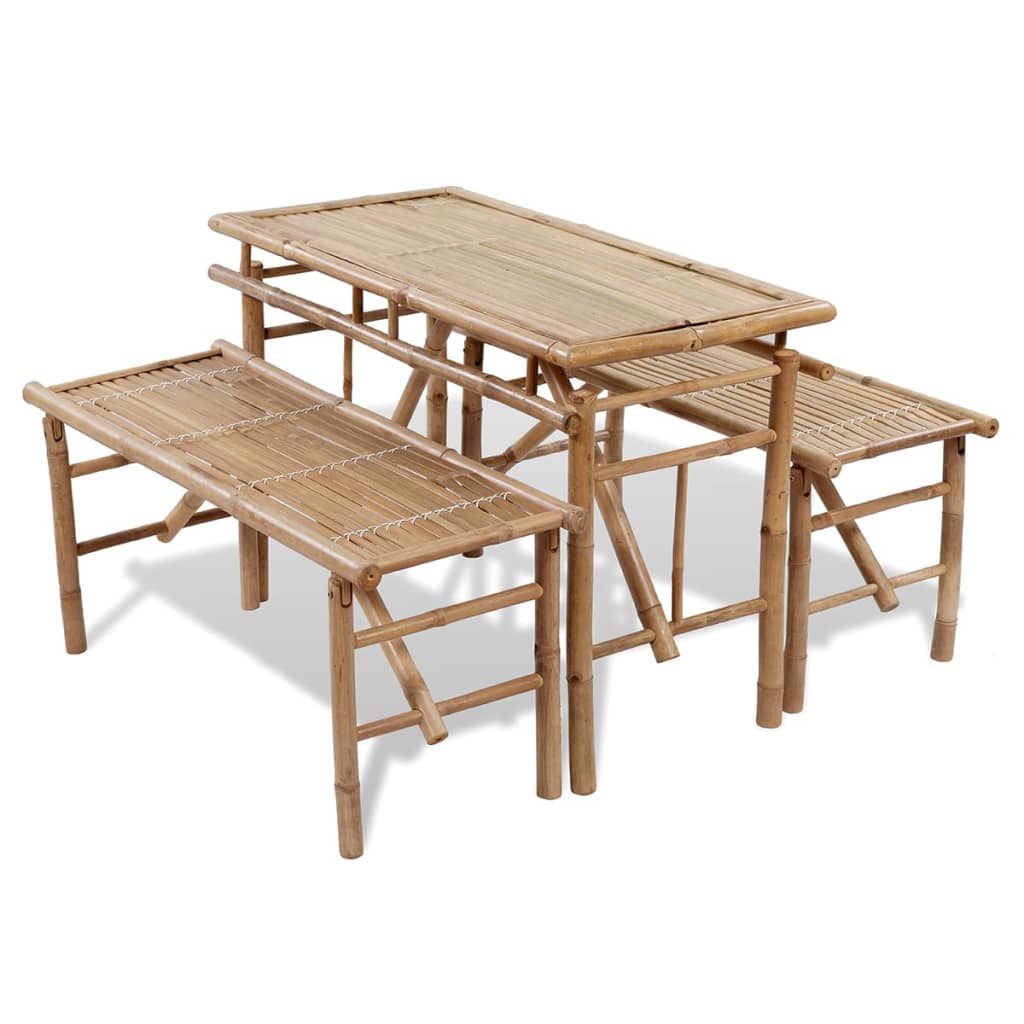 Beer Table with 2 Benches 100 cm Bamboo - Discount Dealers