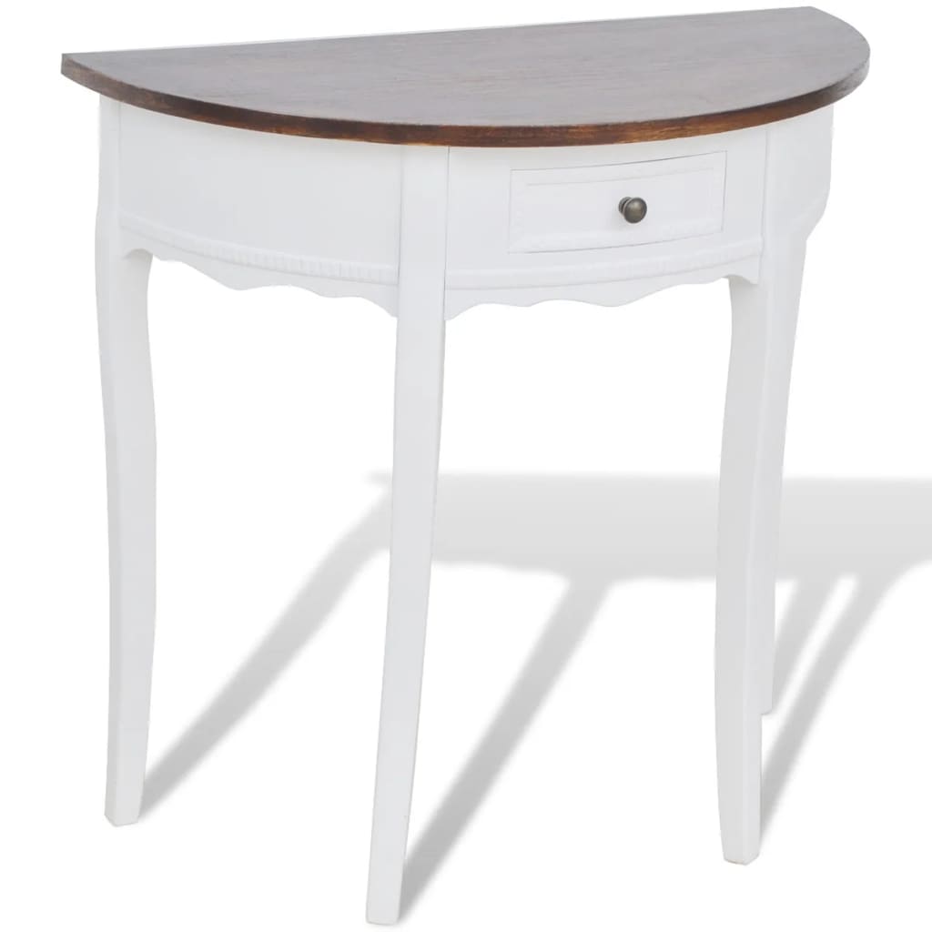 Console Table with Drawer and Brown Top Half-round - Sid & Sam