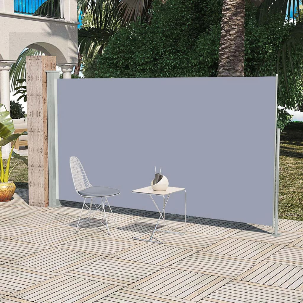 Patio Retractable Side Awning 160 x 300 cm Grey - Unbeatable Bargains