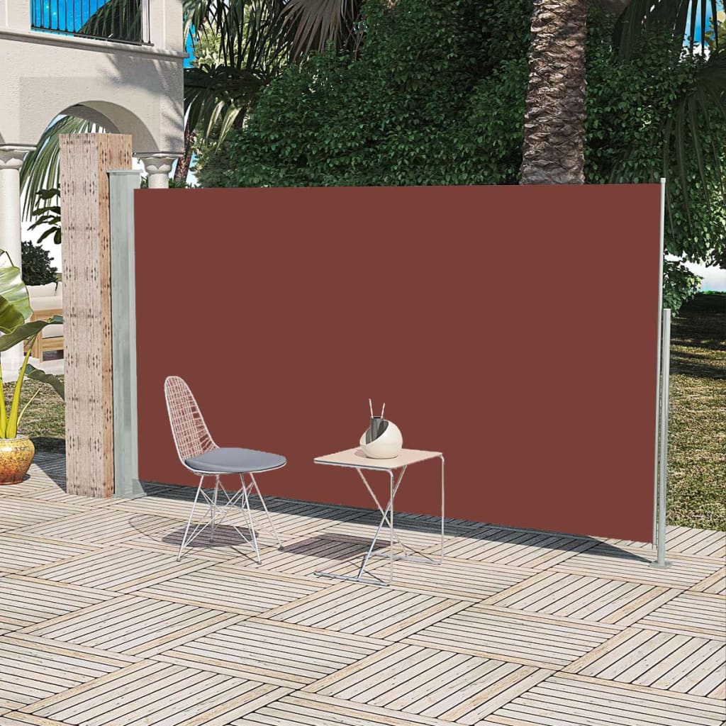 Patio Retractable Side Awning 160 x 300 cm Brown - The Home Maker