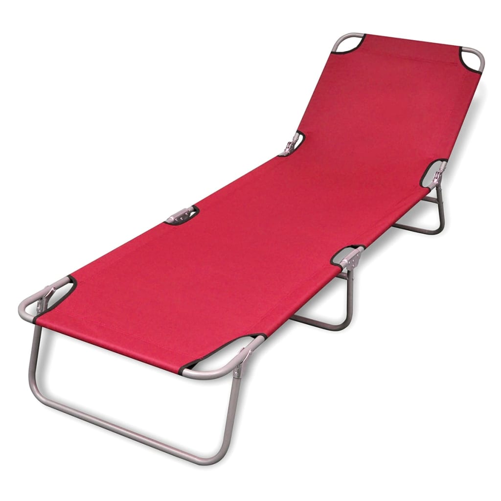 Folding Sun Lounger Powder-coated Steel Red - Style and Chic