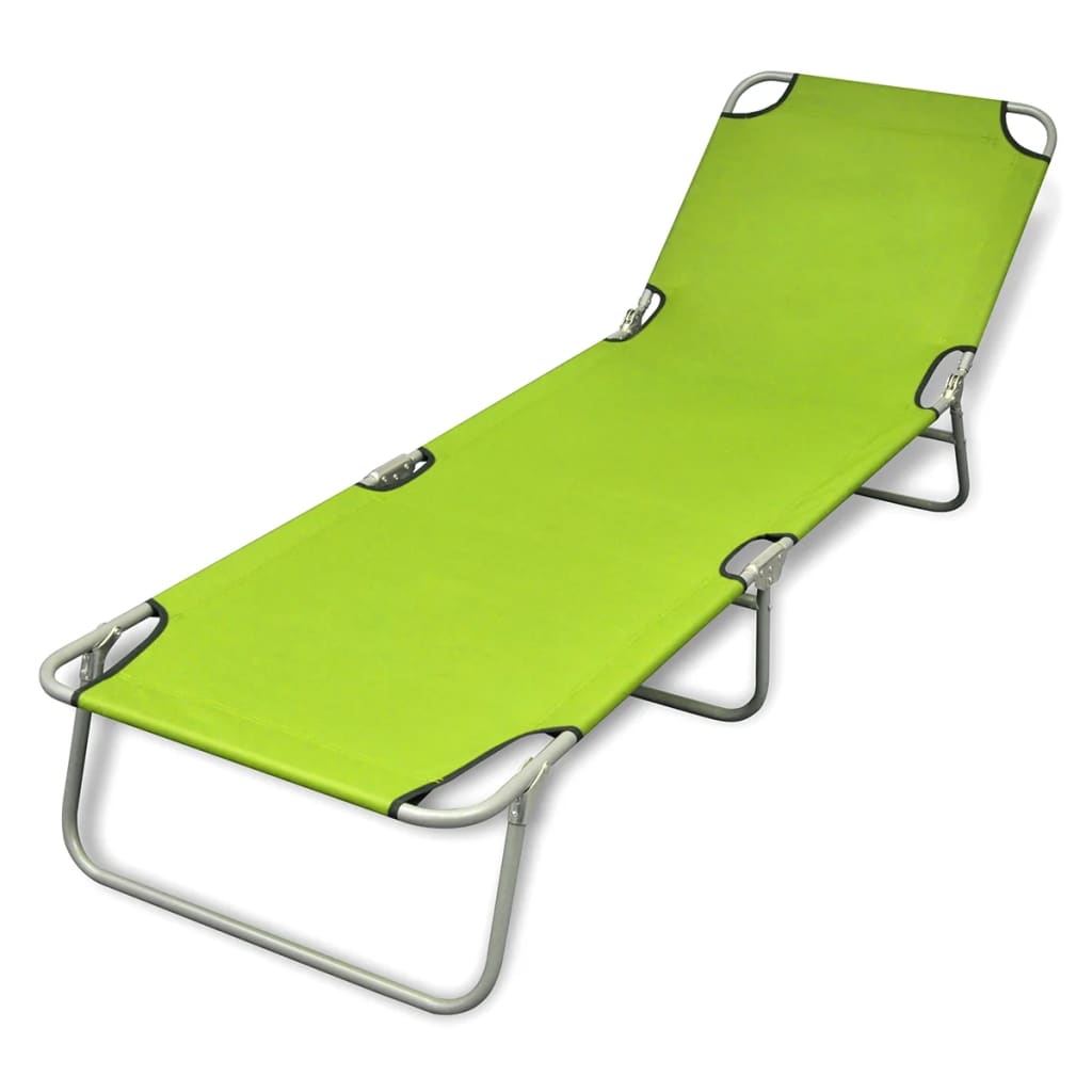 Folding Sun Lounger Powder-coated Steel Apple Green - Decor Base