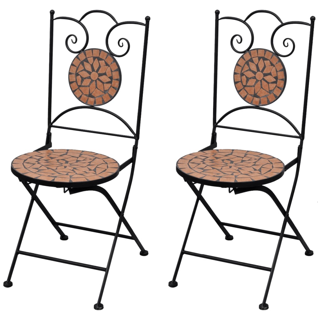 Folding Bistro Chairs 2 pcs Ceramic Terracotta - Millennium Furniture
