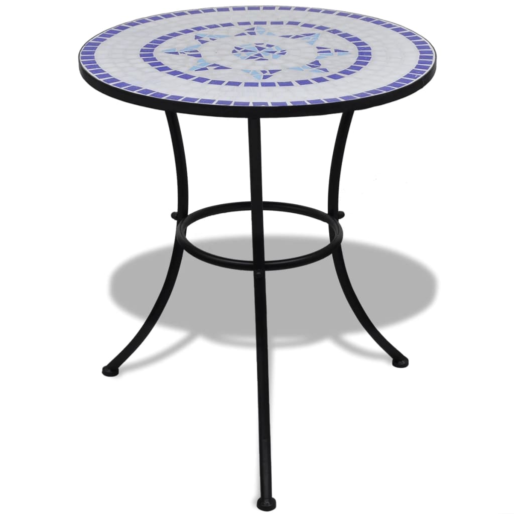 Bistro Table Blue and White 60 cm Mosaic - Charlotte Dunes