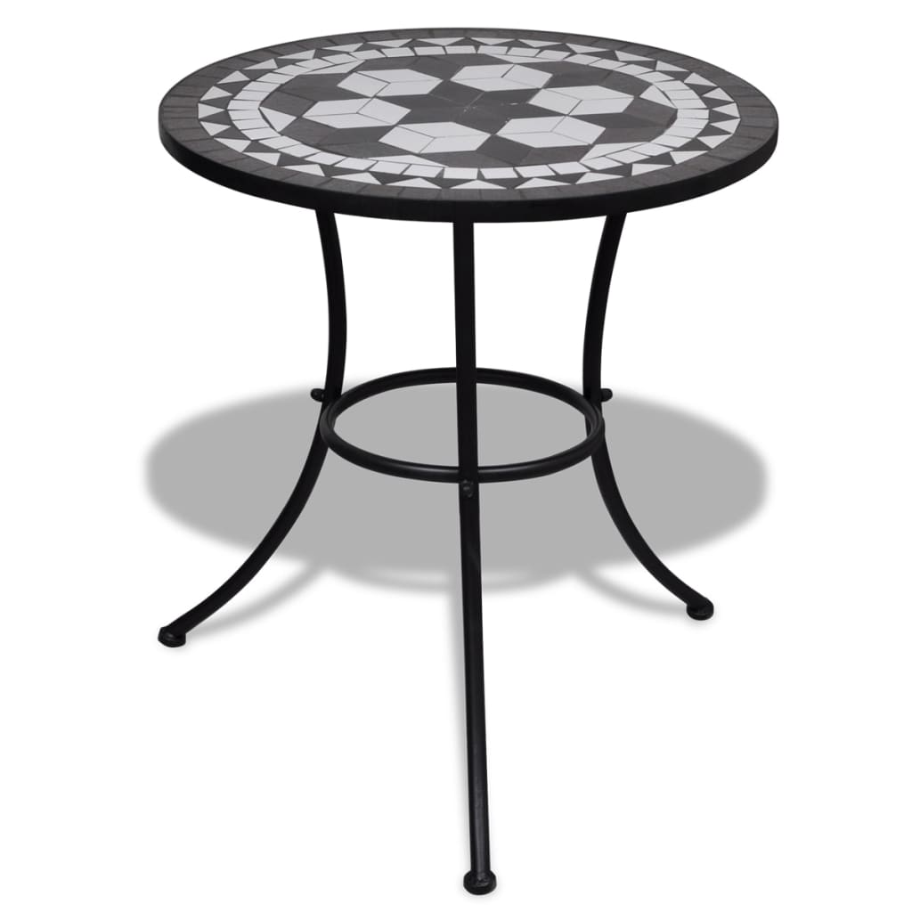 Bistro Table Black and White 60 cm Mosaic - Decor Base