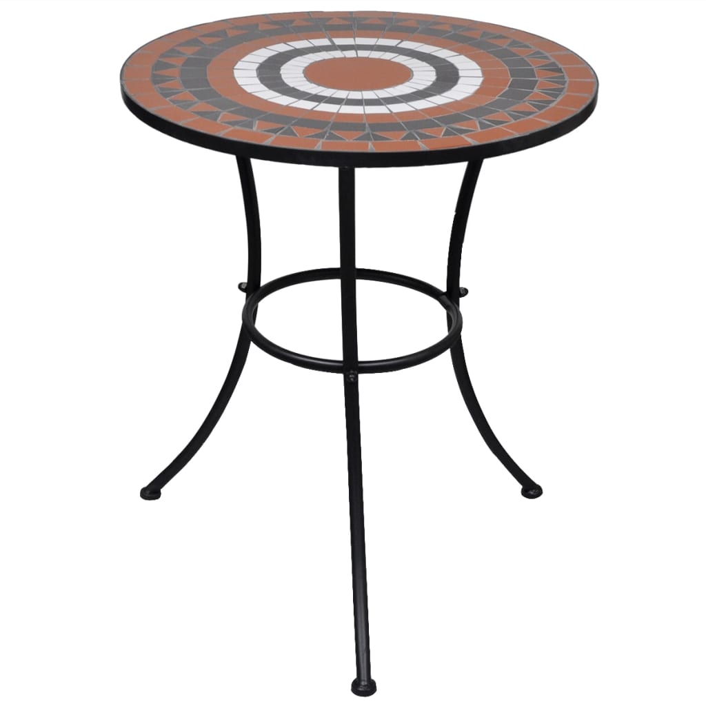 Bistro Table Terracotta and White 60 cm Mosaic - Millennium Furniture