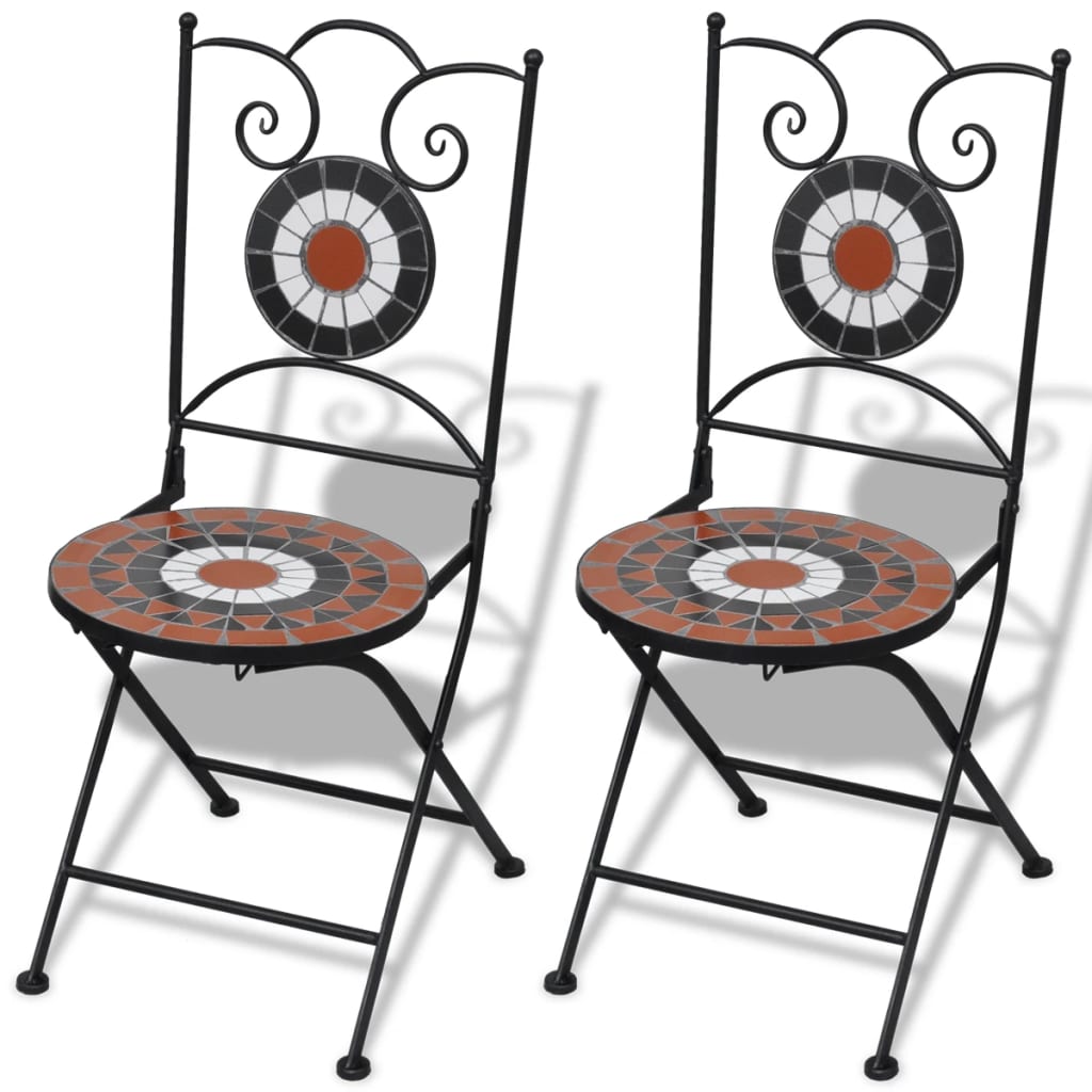 Folding Bistro Chairs 2 pcs Ceramic Terracotta and White - Design Hut