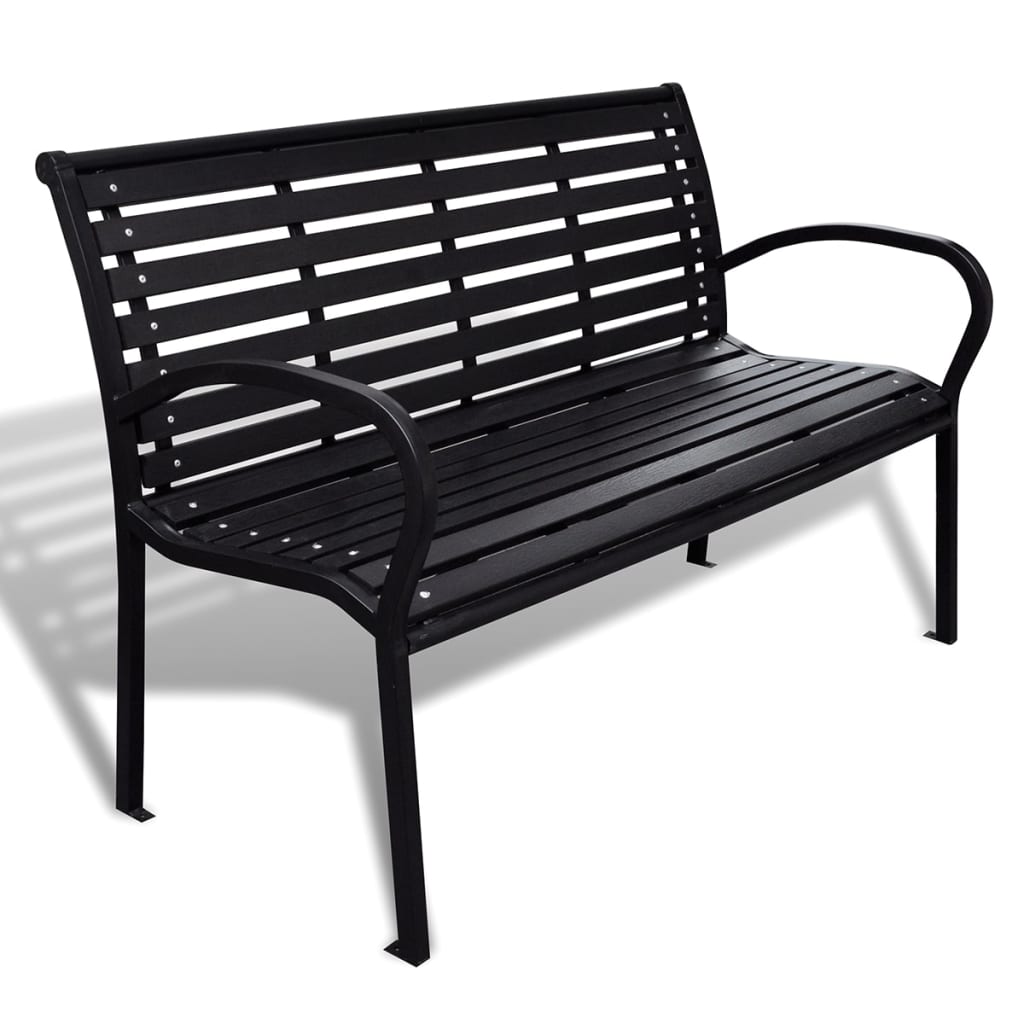 Garden Bench 125 cm Steel and WPC Black - Discount Dealers