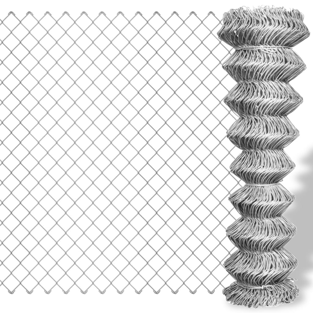 Chain Link Fence Galvanised Steel 25x1.25 m Silver - Design Hut