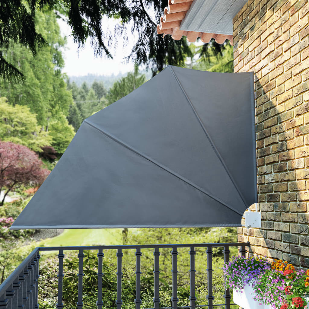 Collapsible Balcony Side Awning Grey 160x240 cm - Discount Dealers