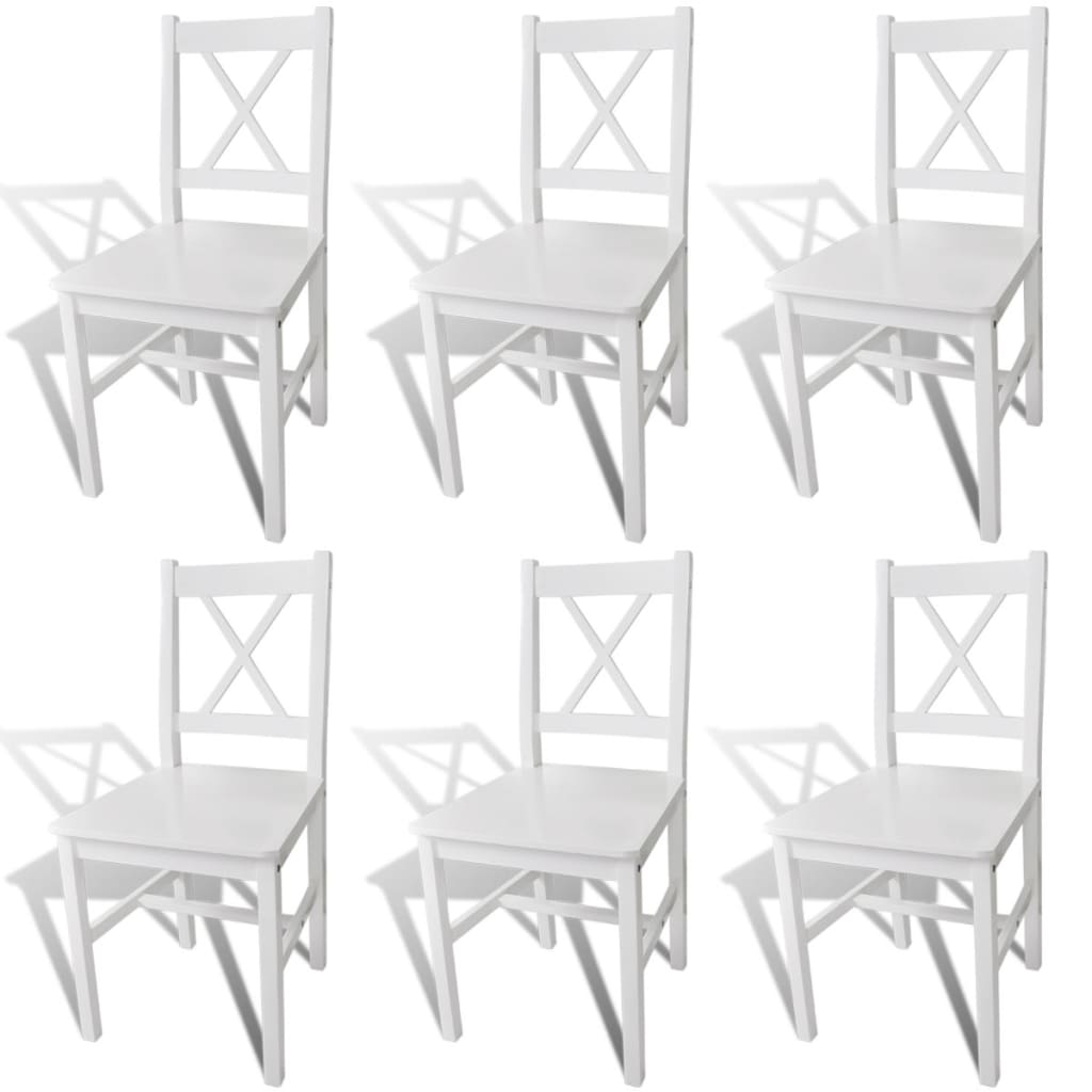 Dining Chairs 6 pcs White Pinewood - The Home Maker