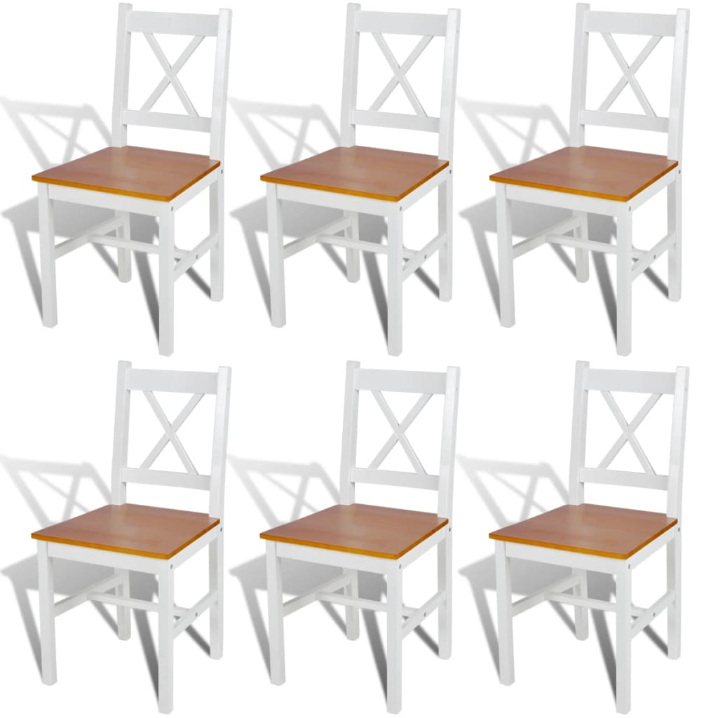 Dining Chairs 6 pcs White Pinewood - Merlin Deals