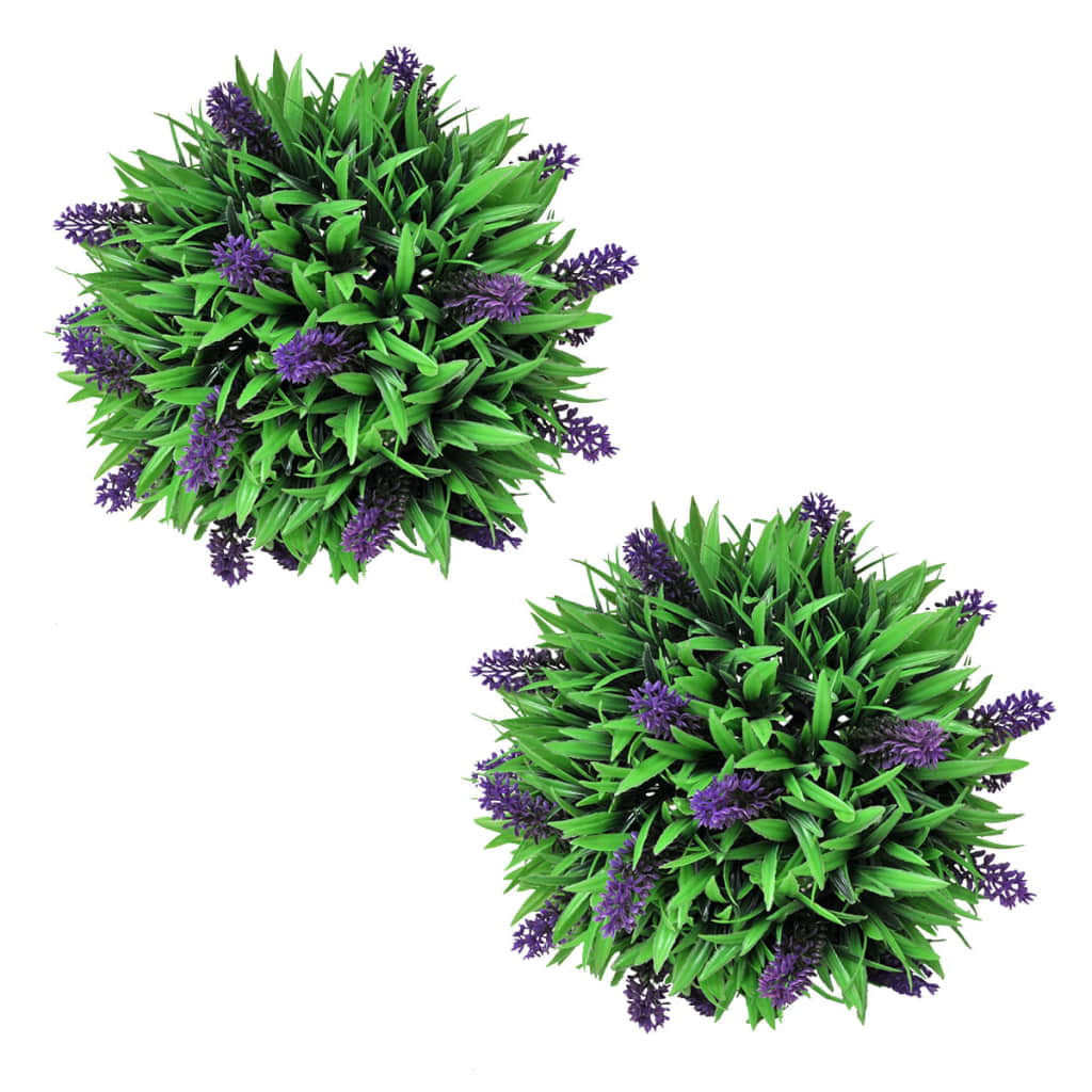 Set of 2 Artificial Boxwood Ball with Lavender 28 cm - Unbeatable Bargains