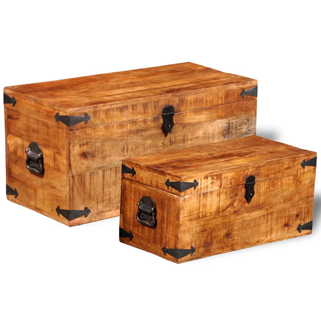Storage Chest Set 2 Pieces Rough Mango Wood - Brittle & Co