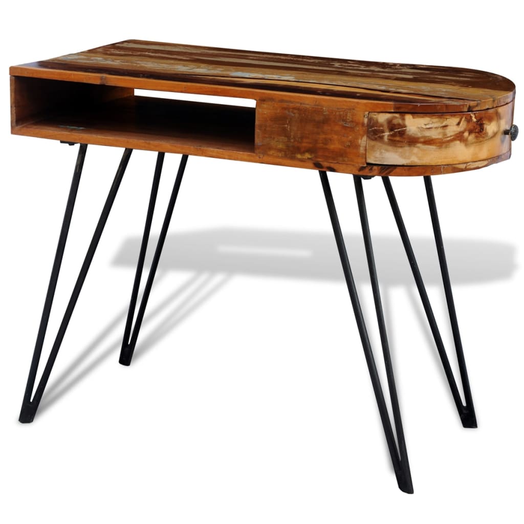 Reclaimed Solid Wood Desk with Iron Pin Legs - The Home Maker