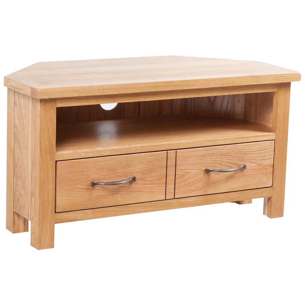 TV Cabinet with Drawer 88 x 42 x 46 cm Solid Oak Wood - Tyrell & Tyrell