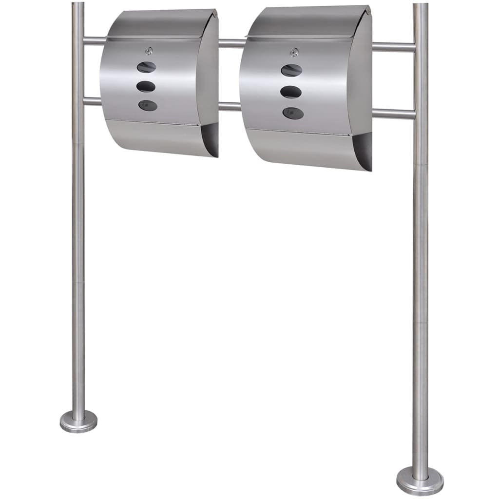 Double Mailbox on Stand Stainless Steel - Merkel Designers