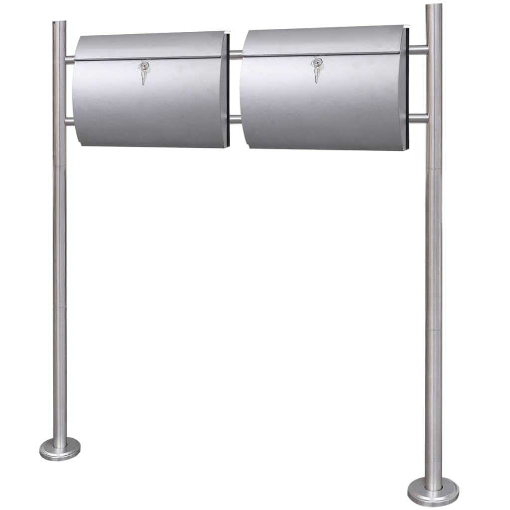 Double Mailbox on Stand Stainless Steel - Design Hut