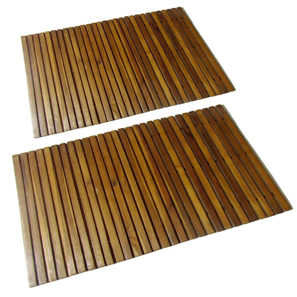 2 pcs Acacia Bath Mat 80 x 50 cm - All Things Good