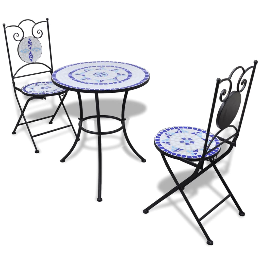 3 Piece Bistro Set Ceramic Tile Blue and White - Tyrell & Tyrell
