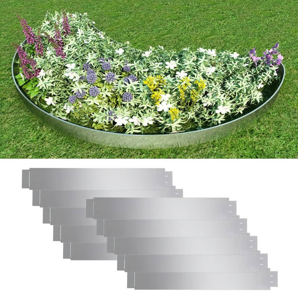 Set of 10 Flexible Lawn Fence Galvanised Steel 100 x 14 cm - Direct Imports
