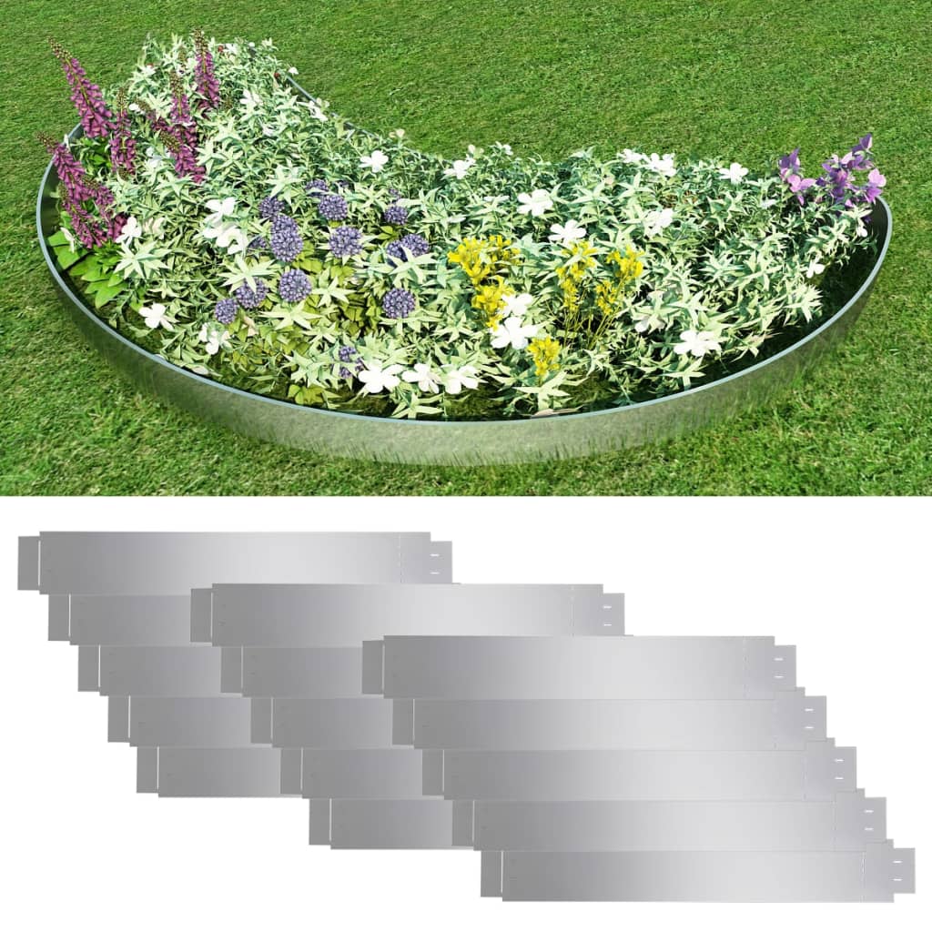 Set of 15 Flexible Lawn Fence Galvanised Steel 100 x 14 cm - Casper Homes