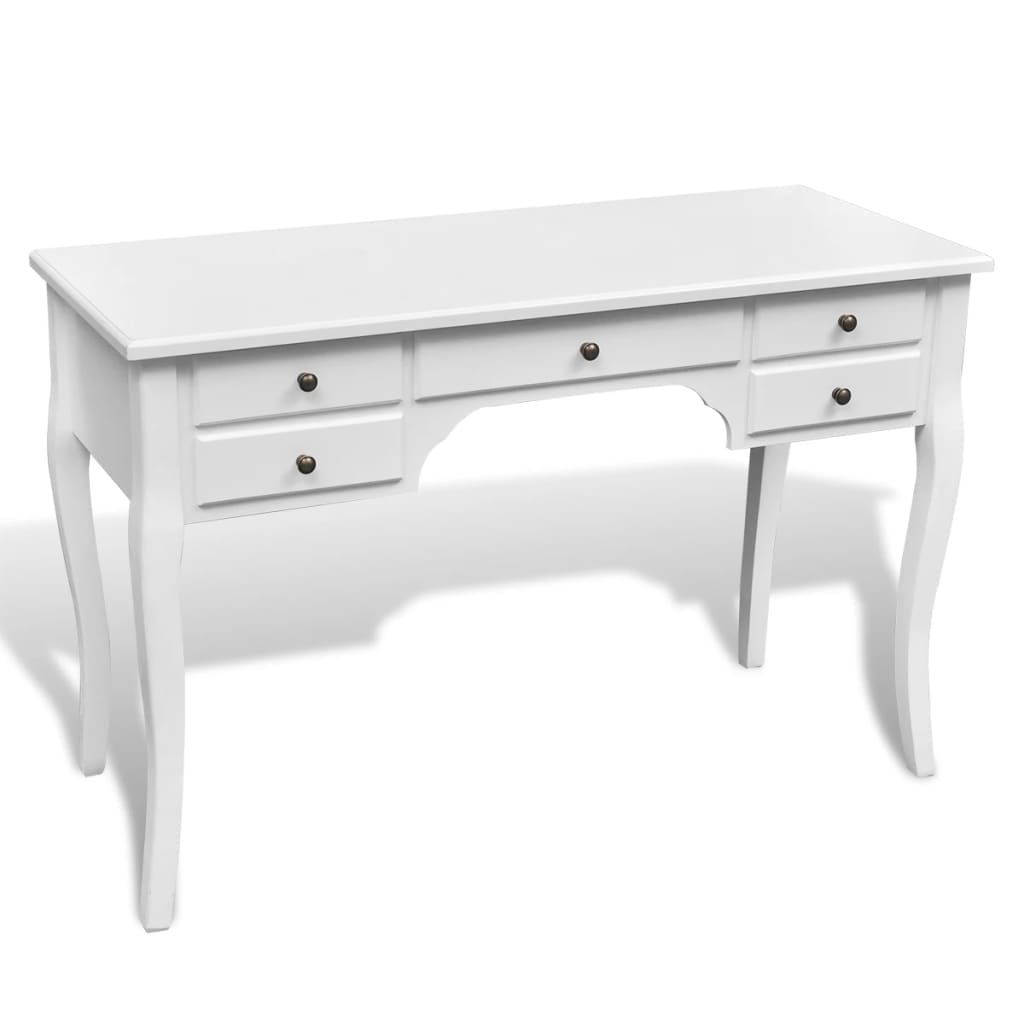 Wooden French Desk with Curved Legs and 5 Drawers - Style and Chic