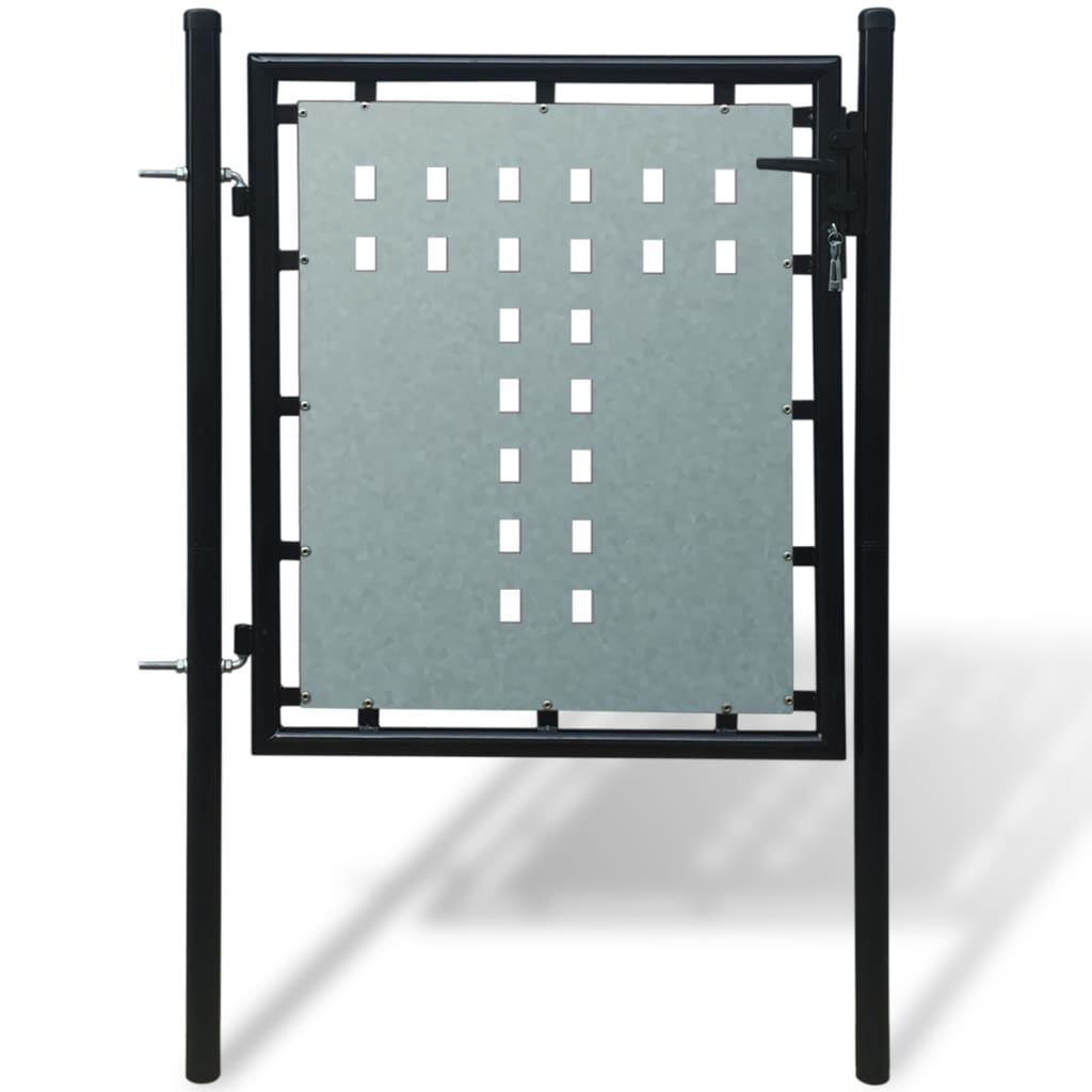 Black Single Door Fence Gate 100 x 125 cm - All Things Good